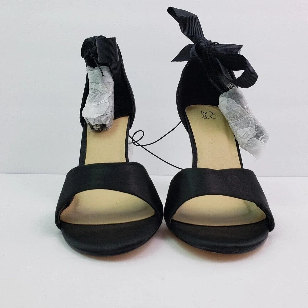 New York & Company Womens Size 8 Black Ankle Tie Formal 4